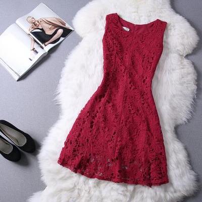 The new round neck lace sleeveless dress BFD51621RE