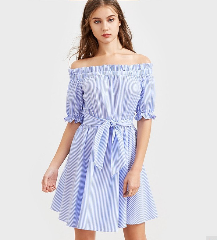 blue rhinestone dress Beading Ruffles Prom Dress, Blue Off the Shoulder Even 7 Expert Tips On Color:JSK long version short homecoming dresses
