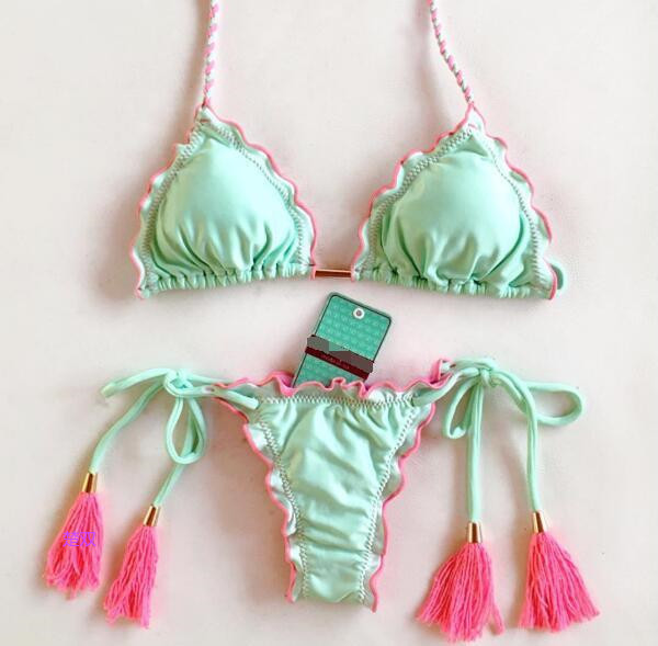 Solid Color Two-Piece Bikini Swimwear on Luulla