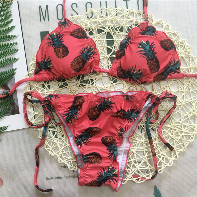 Pineapple Print Bikini Ruffled Swimsuit On Luulla