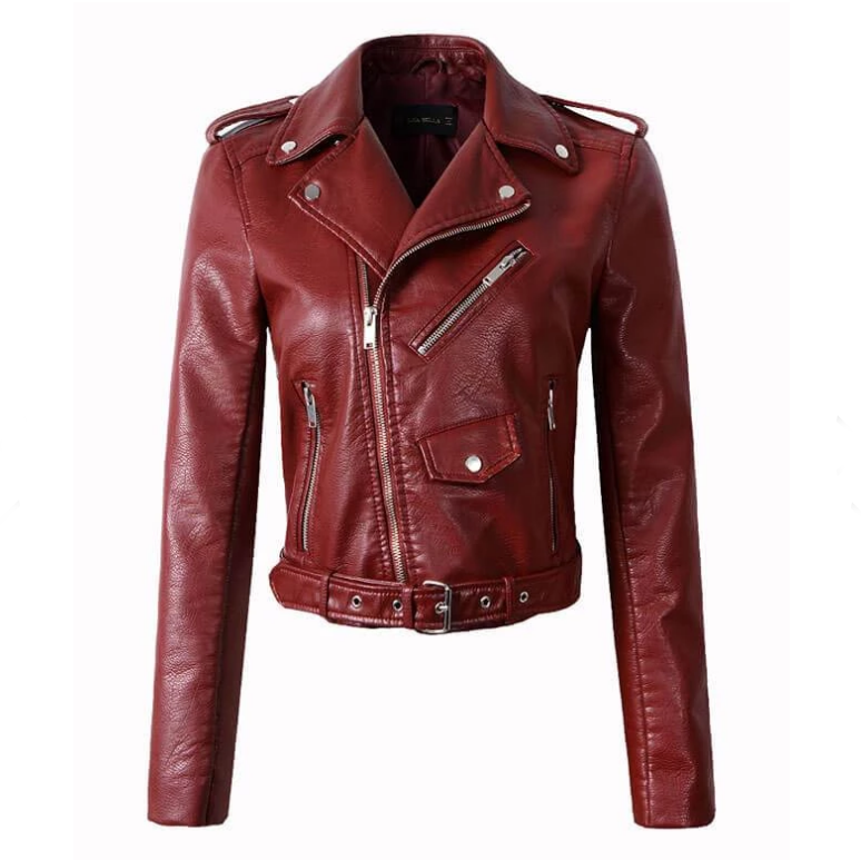 Girls Faux Leather Jacket With Belt on Luulla