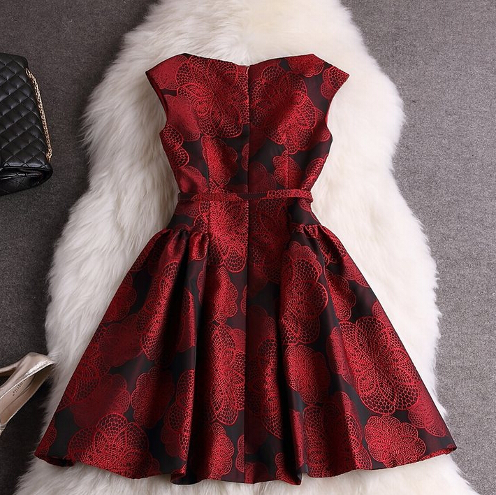 Jacquard Slim Round Neck Sleeveless Dress Gfe33001bx On Luulla