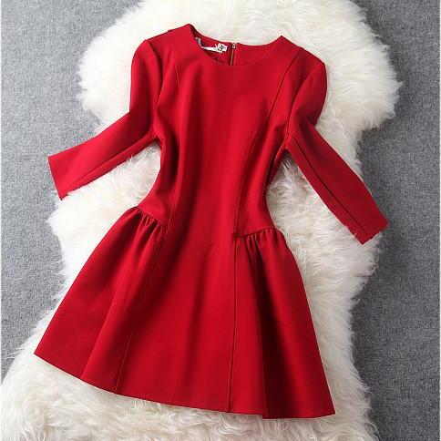 Long Sleeve Dress In Red Uy122703kj on Luulla