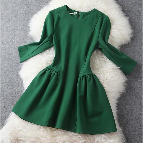 Long Sleeve Dress In Green HJ06KU on Luulla