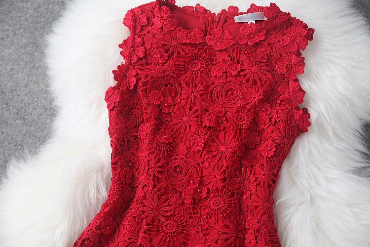 Luxury Designer Lace Dress - Red on Luulla