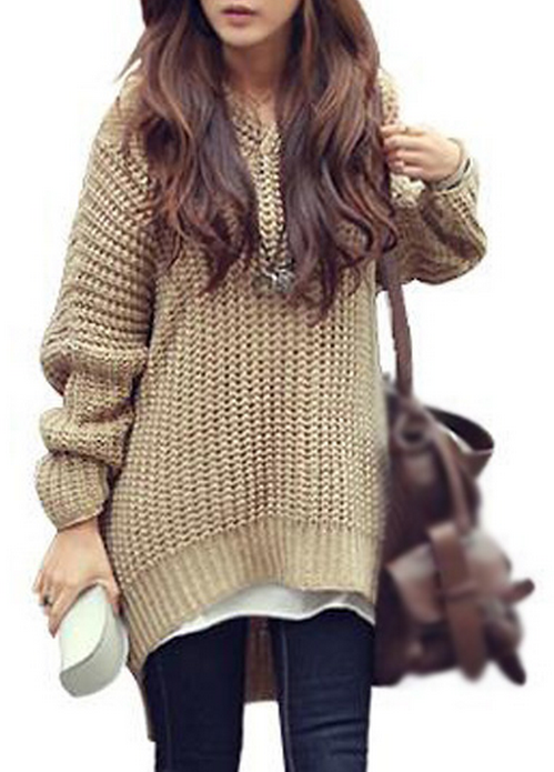Warm And Cozy Knitted Sweater In Apricot on Luulla