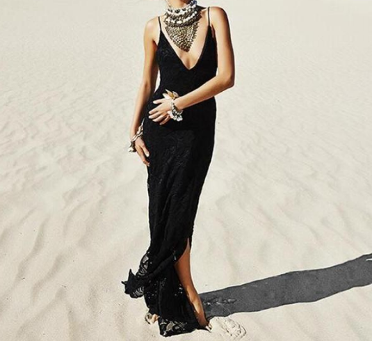 V-neck sling lace dress