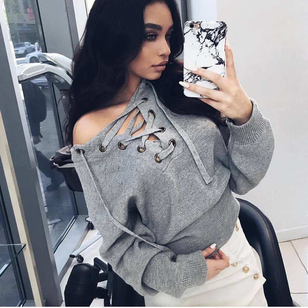 Olive Plunging V-Neck Sexy Sweater